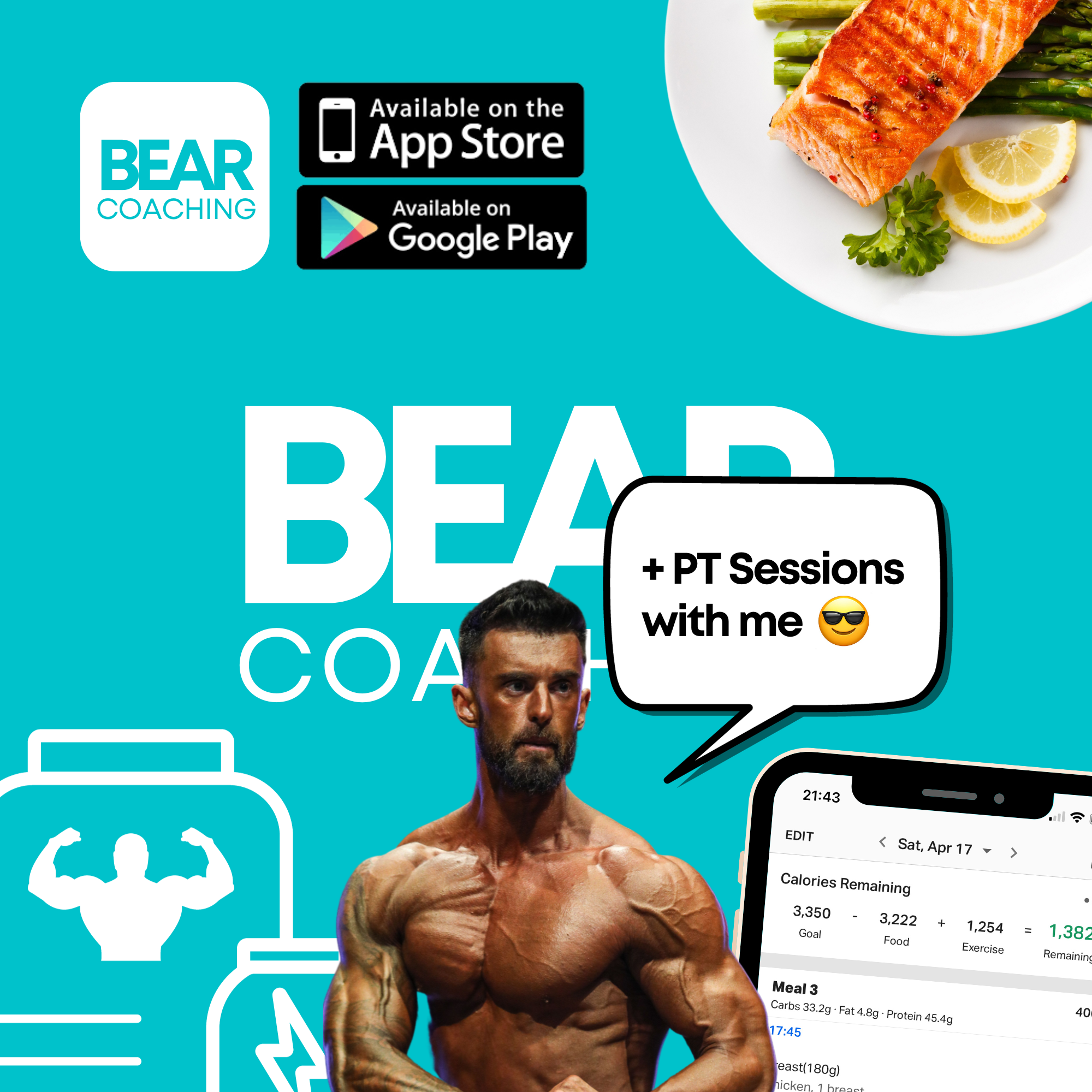 Bear Package (+ PT Sessions) - Nutrition, Training & Supplements Plan